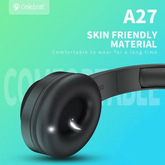 Celebrat Headphones A27, Wireless Και Wired, Bluetooth 5.3, Φ40mm, Μαύρα image 3