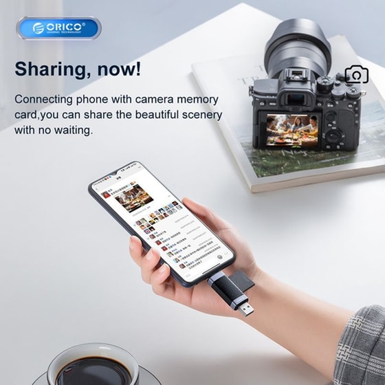Orico Card Reader Cd2d-ac3 Για Sd Και Micro Sd, Usb-c Και Usb 3.0, Μαύρο image 2
