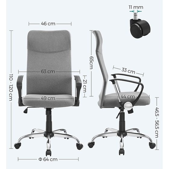 Καρέκλα Γραφείου Songmics Obn034g01 63x63x120 cm - Γκρι image 5