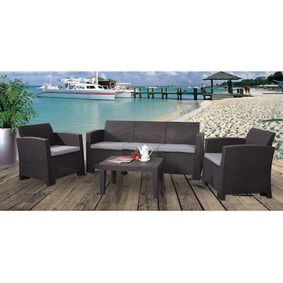 Σετ Καθιστικού Εξωτερικού Χώρου 24Mall C20398 Πολυπροπυλενίου Sand Grey με Μαξιλάρια Μπεζ - 4 Τμχ image 0