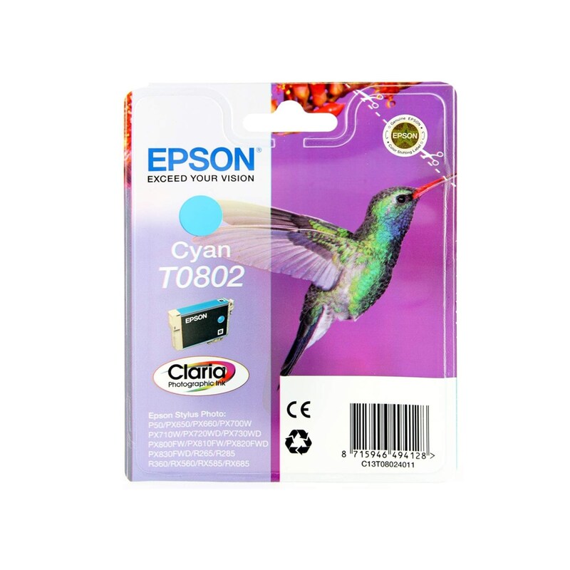 Epson T0802 Κυανό Μελάνι Εκτυπωτή C13T08024011