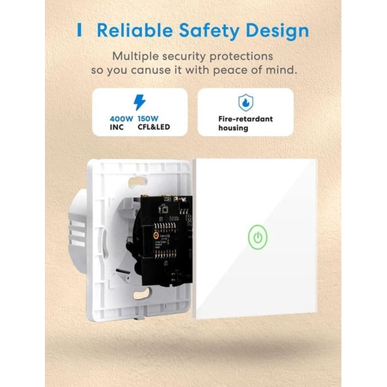 Έξυπνος διακόπτης τοίχου Meross MSS510XHK-EU-Touch με Wi-Fi image 8