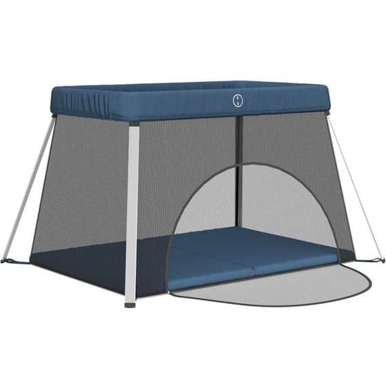 Παρκοκρέβατο VidaXL με Στρώμα Μπλε image 2