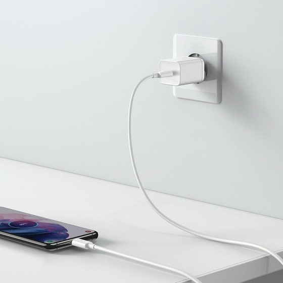 Καλώδιο δεδομένων Baseus Super Si Quick Charger Usb-C 25W with cable Usb-C 1m - White image 5