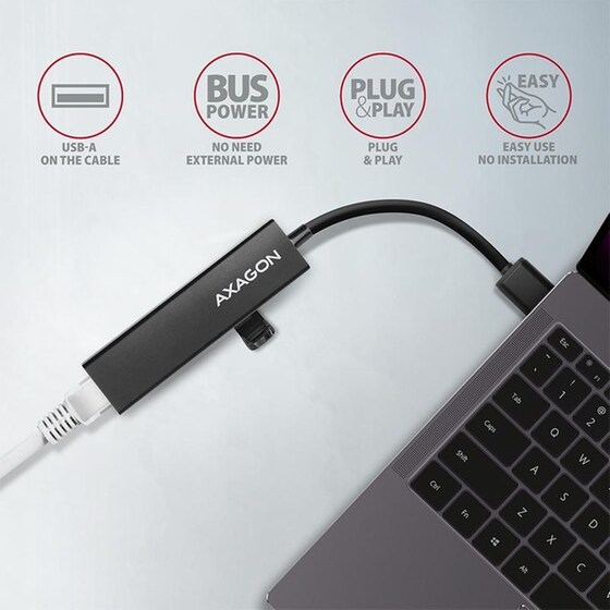 Axagon HMA-GL3A USB Hub 4 σε 1 USB-A - Μαύρο image 3