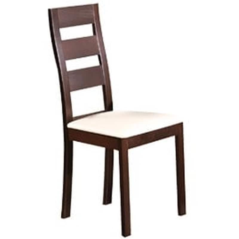 Καρέκλα Woodwell Ξύλινη Με Δερματίνη Pvc Σετ 2 Τμχ - Καφέ/Εκρού WOODWELL