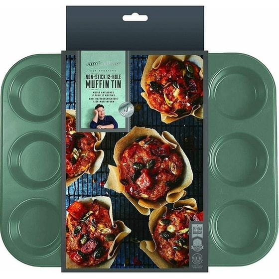 Jamie Oliver Φόρμα Ζαχαροπλαστικής για Cupcakes/Muffins από Αλουμίνιο 12 Θέσεων 35x27x3εκ. Πράσινη image 0