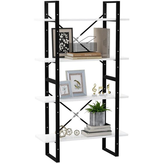 Βιβλιοθήκη VidaXL από Μοριοσανίδα 80x30x140cm - Λευκό/Μαύρο image 3
