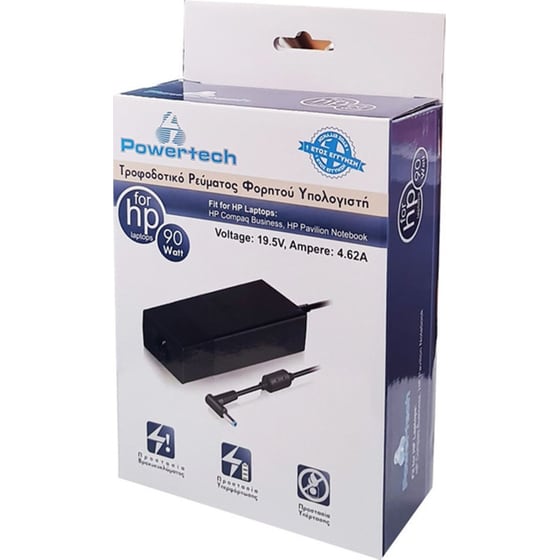 Φορτιστής POWERTECH PT-286 για laptop HP με υποδοχή 4.5x3.0mm - 90 W image 1