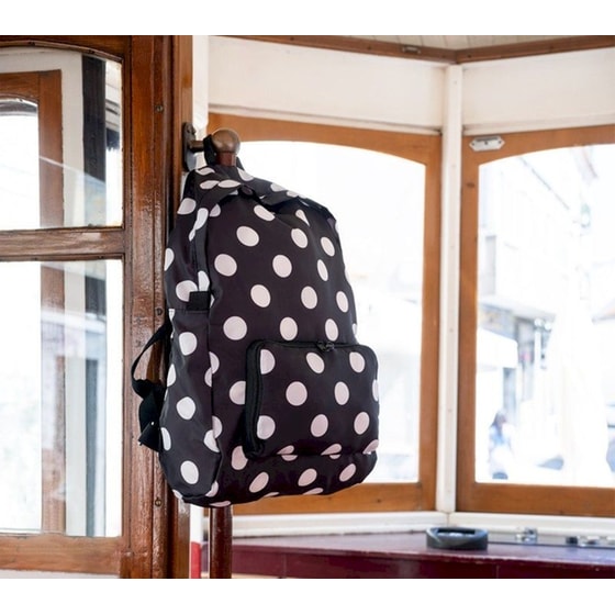 Τσάντα Πλάτης Reisenthel Mini Maxi Dots White AP7073 14lt - Μαύρη με Σχέδιο image 6