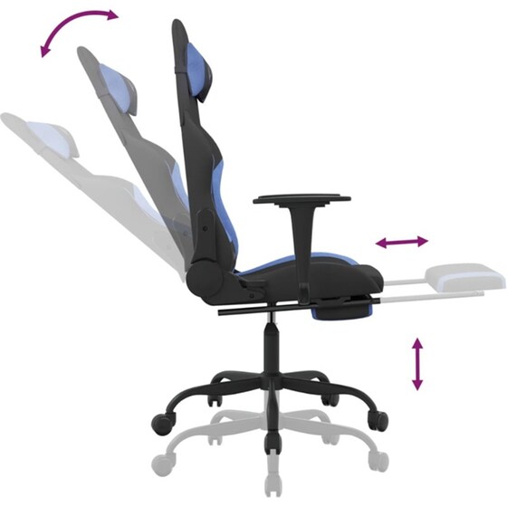 Καρέκλα Gaming VIDAXL 345487 με Υποπόδιο - Μαύρο image 9