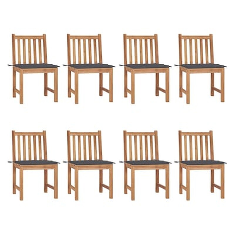 Vidaxl Καρέκλες Κήπου 8 Τεμάχια Από Μασίφ Ξύλο Teak Με Μαξιλάρια
