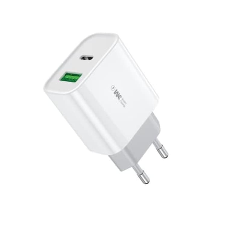 WK Φορτιστής Πρίζας Wk Wp-u53 2-port Usb, Usb-C 20W - White