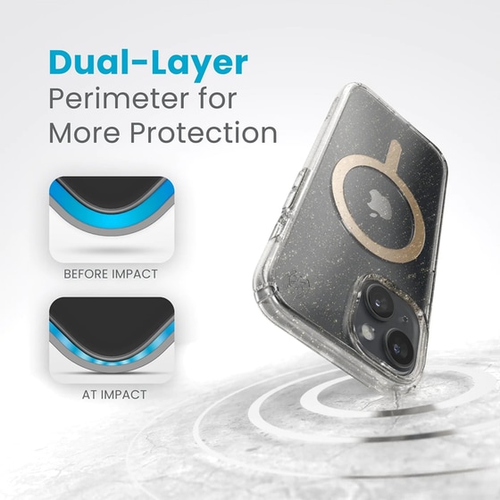 Θήκη Apple iPhone 15 - Speck Presidio Lux Glitter MagSafe - Clear/Gold Glitter image 1