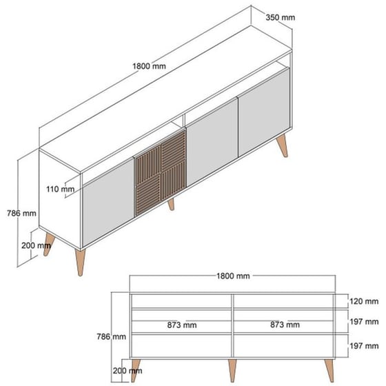 Μπουφές 24Mall Pavia από Μοριοσανίδα/Πλαστικό 180x35x78.6 cm -Καρυδί image 4