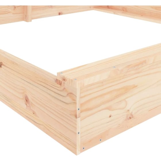 VidaXL Αμμοδόχος με Καθίσματα Τετράγωνη 200x200x20cm Ξύλινη - Φυσικό Χρώμα Ξύλου image 6