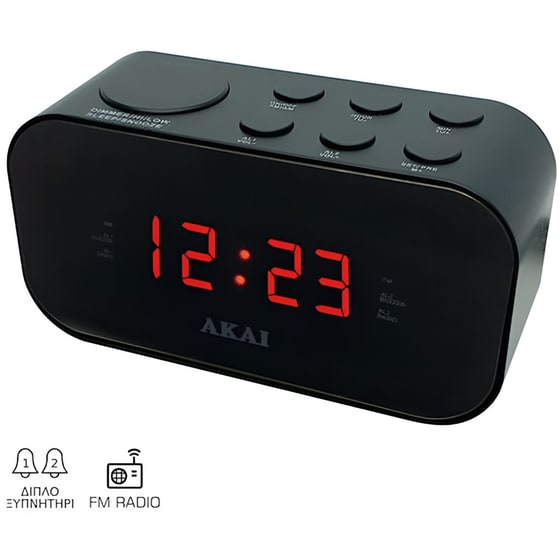 Ψηφιακό Ρολόι Akai Επιτραπέζιο ACR-3088 13.7x5.1x7.2 cm - Μαύρο image 0