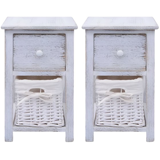 Κομοδίνο Vidaxl Από Ξύλο Παυλώνιας 2τμχ 28x31x45 cm - Λευκό image 2