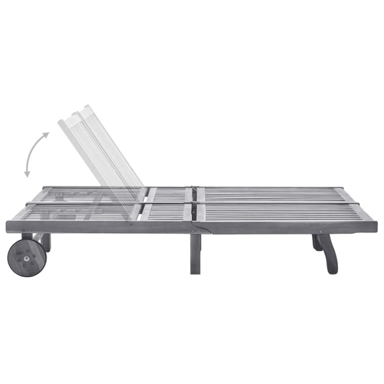 Ξαπλώστρα VidaXL από Μασίφ Ξύλο Ακακίας 200x118/123x30/62/76/85 cm - Γκρι/Κόκκινο image 2