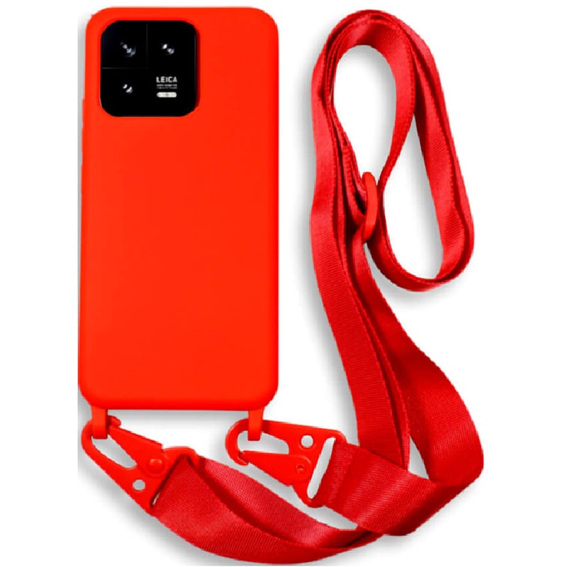 Θήκη Xiaomi 13 - Bodycell Θήκη Σιλικόνης με Λουράκι Λαιμού - Red