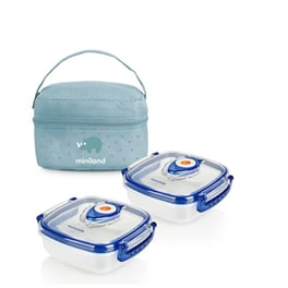 Σετ Φαγητού Miniland με Θήκη Θερμός Pack 2 Go Hermifresh Azur (2 Τεμάχια)