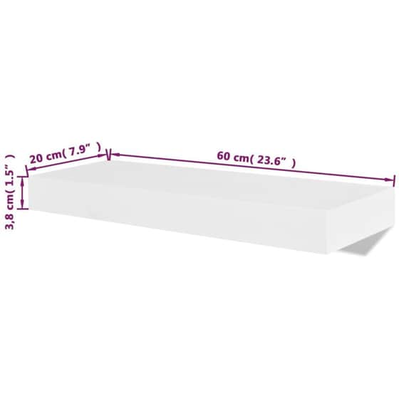 Ράφια Τοίχου VidaXL από MDF 60x20x3.8 cm 2 Τμχ  - Λευκό image 4