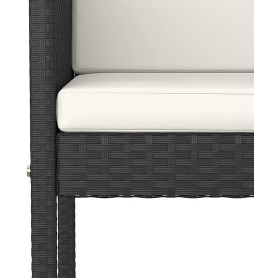 Σκαμπό Κήπου VidaXL με Μαξιλάρια από Ρατάν 50x48x100 cm 4 Τμχ - Μαύρο/Κρεμ image 5
