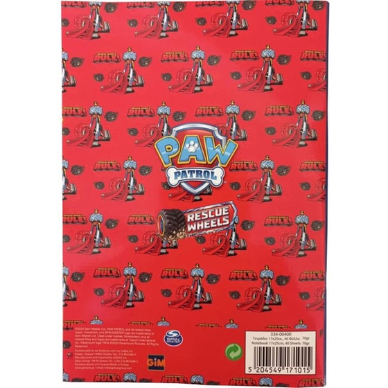 Τετράδιο Καρφίτσα Gim 40Φ. Paw Patrol Rescue Wheels image 1