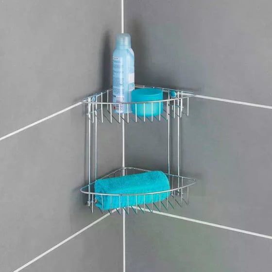 Ραφιέρα Μπάνιου Wenko Μεταλλική Διπλή 26.5x19.5x26.5cm - Ασημί image 1