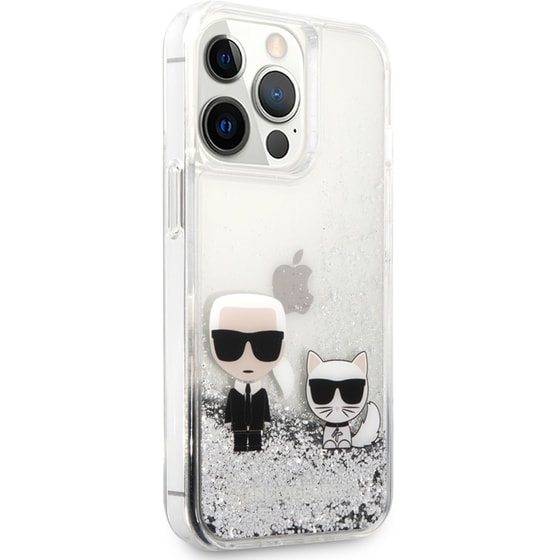 Θήκη Apple iPhone 13 Pro Max - Karl Lagerfeld Transparent Hard Case Karl+Choupette - Clear/Glitter Silver image 5