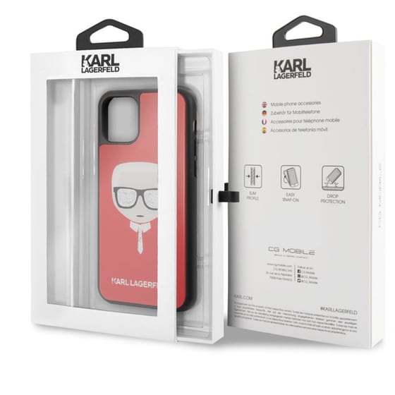 Θήκη Karl Lagerfeld iPhone 11 Pro Max - Karl Lagerfeld Glitter Head Double Layer Hard Case - Red image 3