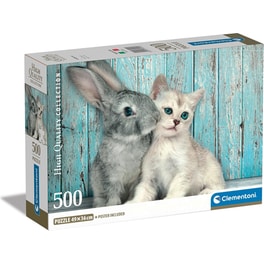 Παζλ Clementoni High Quality Collection Cat And Bunny - Compact Box (500 Κομμάτια)
