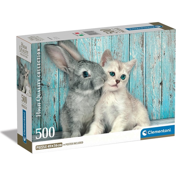 Παζλ Clementoni High Quality Collection Cat And Bunny - Compact Box (500 Κομμάτια) image 0