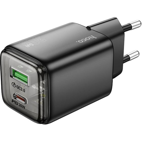 Φορτιστής Πρίζας Hoco N53 Monsoon USB-A/USB-C 30W - Black image 0