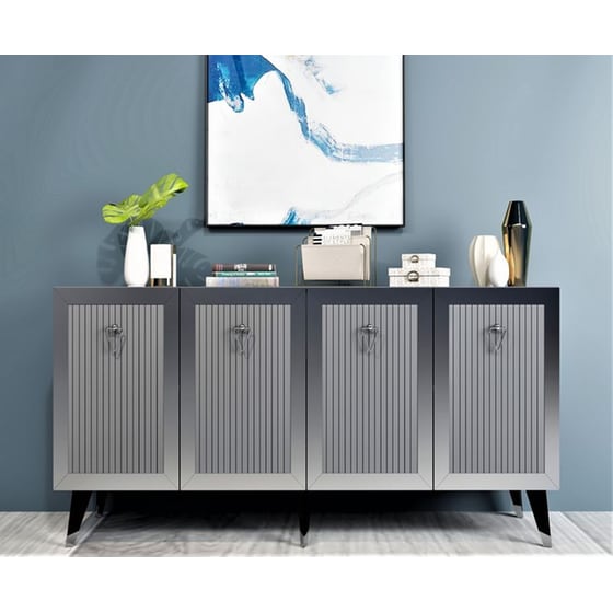 Μπουφές 24Mall Barto από Μοριοσανίδα 150x80x40 cm - Ανθρακί/Ασημί image 1