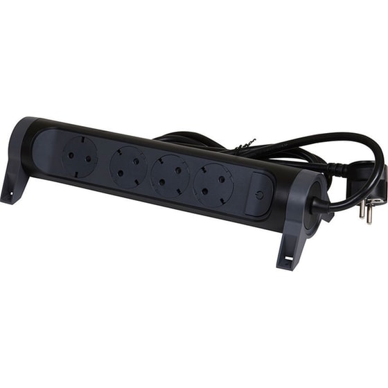 Πολύπριζο Legrand με Διακόπτη 4 θέσεων Rotating 1.5m - Black/Grey image 1