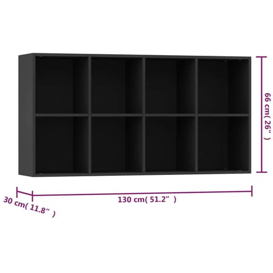 Βιβλιοθήκη VidaXL από Μοριοσανίδα 66x30x130 cm - Μαύρο image 10
