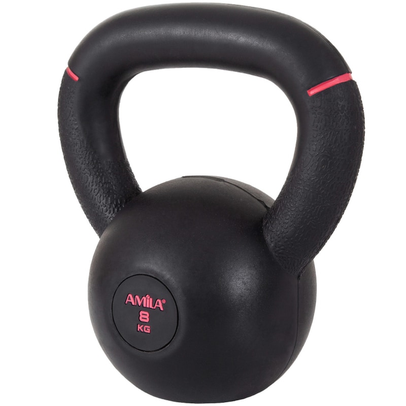 AMILA Kettlebell Amila Original Rubber 90475 Κλασικό από Λάστιχο 8kg - Μαύρο/Ροζ