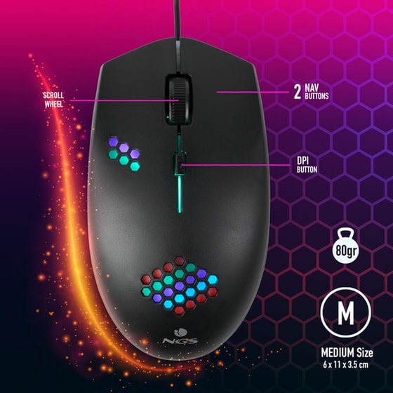 Gaming Ενσύρματο Ποντίκι NGS GMX-120 1200 DPI RGB - Μαύρο image 6