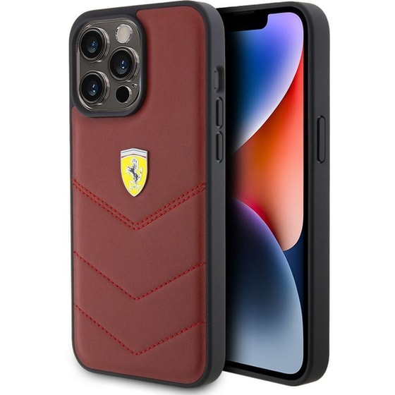 Ferrari Leather Stitched Lines – Θήκη Προστασίας Για Iphone 15 Pro Max (red – Fehcp15xrdur) image 0