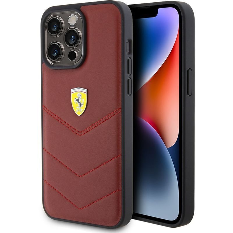 Ferrari Leather Stitched Lines – Θήκη Προστασίας Για Iphone 15 Pro Max (red – Fehcp15xrdur) φωτογραφία