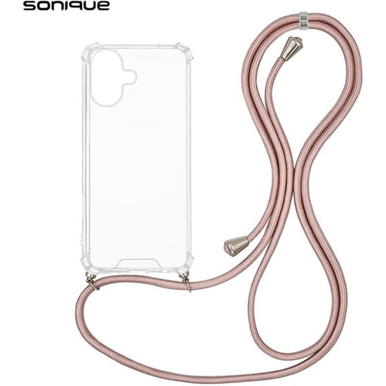 Θήκη Apple  - Sonique Armor Με Κορδόνι Ροζ Χρυσό Σατινέ - Clear image 0