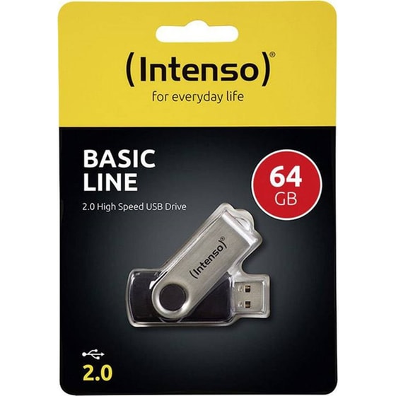 Intenso Basic Line 64GB USB 2.0 Stick Μαύρο image 1