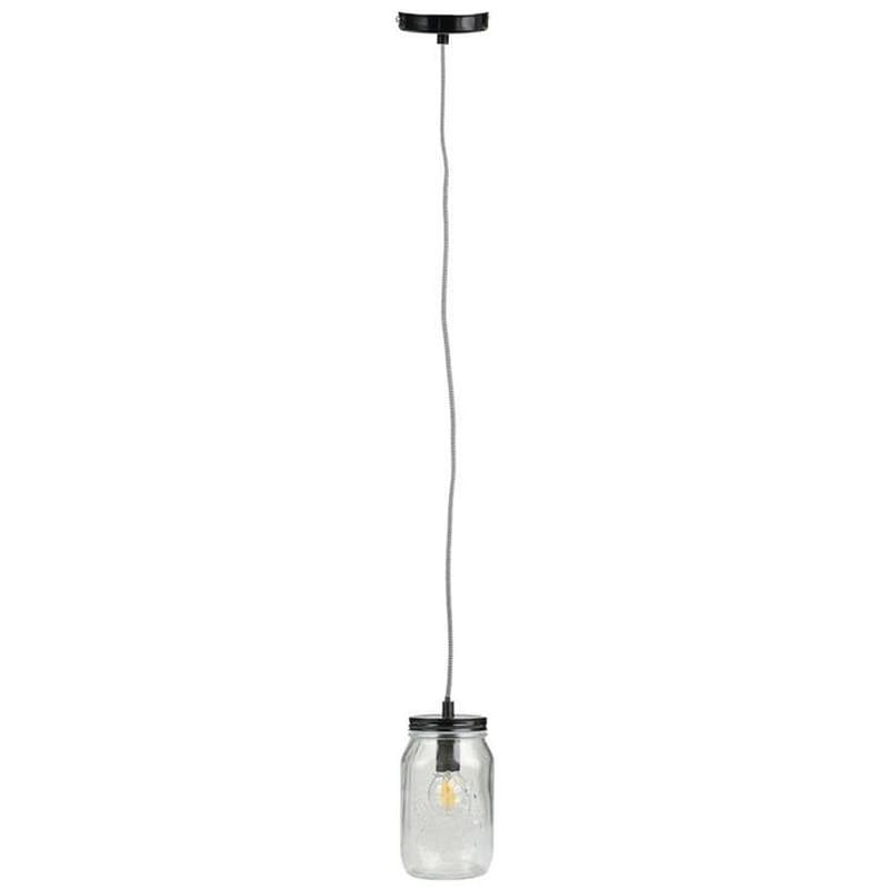 HOME DECO FACTORY Φωτιστικό Οροφής Κρεμαστό Μονόφωτο Home Deco Factory Μεταλλικό με Γυάλινο Βάζο La12034 9.5 x 18 cm - Μαύρο