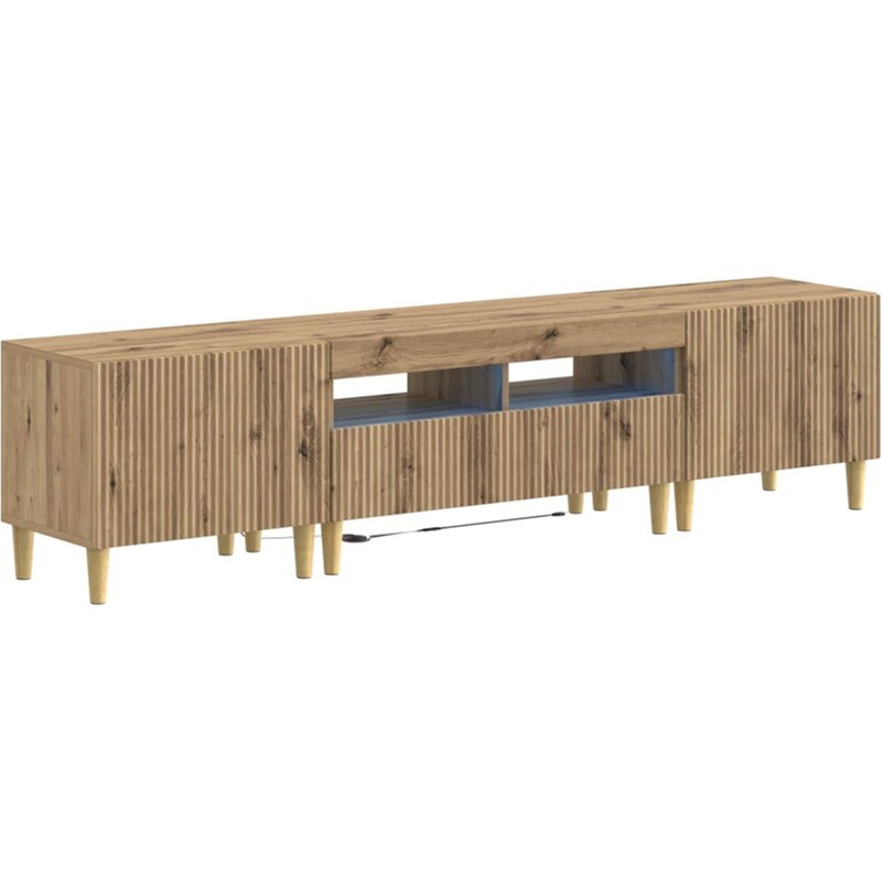 Έπιπλο Τηλεόρασης VidaXL ARNHEM με LED 3 τμχ 198 x 35 x 43 cm - Artisan Δρυς