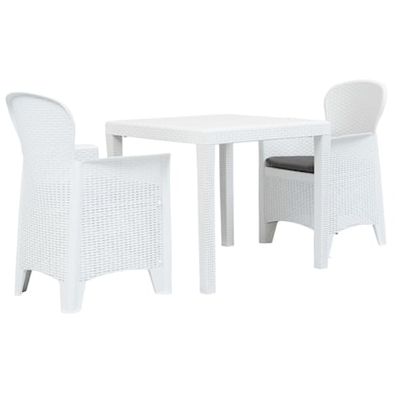 Vidaxl Σετ Επίπλων Bistro 3 Τεμ. Λευκό Με Όψη Ρατάν Πλαστικό image 0