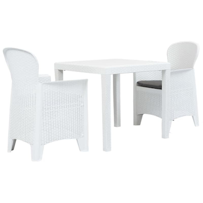 Vidaxl Σετ Επίπλων Bistro 3 Τεμ. Λευκό Με Όψη Ρατάν Πλαστικό