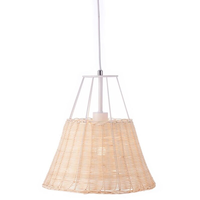 Φωτιστικό Οροφής Μονόφωτο Aca Zorbas από Μέταλλο/Ρατάν 30x30x30-120 cm - Καφέ/Λευκό