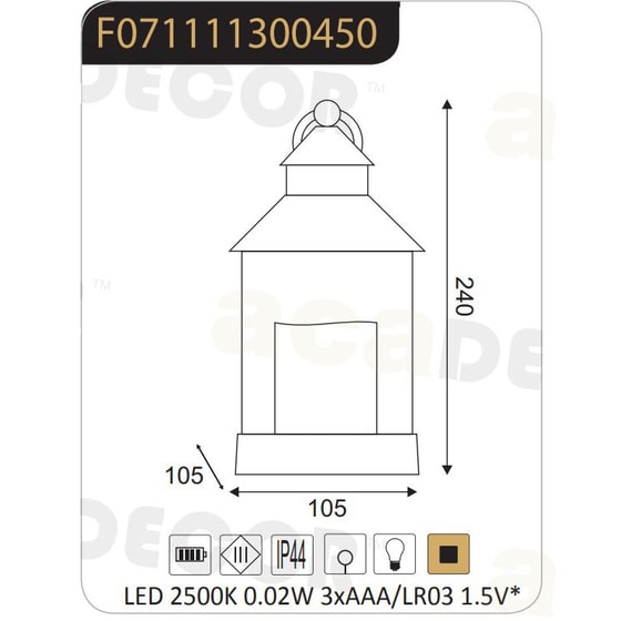 Φανάρι Led με Μπαταρία Aca Decor Aca Mayon F0711113 από Πλαστικό 10.5x10.5x24 cm - Λευκό image 1