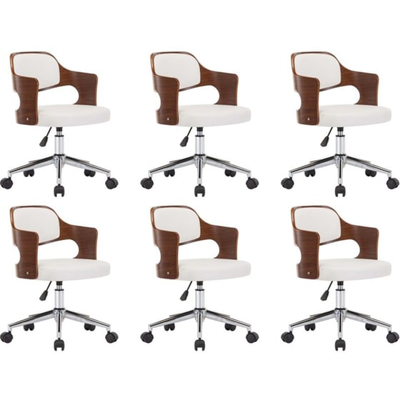 Καρέκλες Τραπεζαρίας Vidaxl Περιστρεφόμενες από Λυγισμένο Ξύλο/Συνθετικό Δέρμα 6 Τμχ - Λευκό/Καφέ image 0